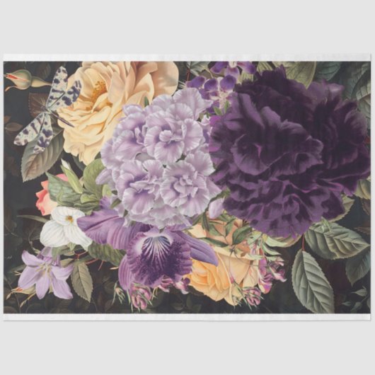 紫の蘭イエローバラフローラブーケ 薄葉紙 (正面)