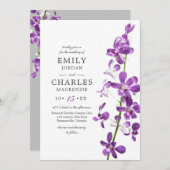 紫の蘭エレガントモダンな結婚式招待状 招待状 (正面/裏面)