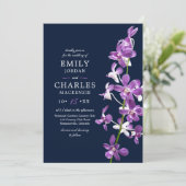 紫の蘭エレガントモダンな結婚式招待状 招待状 (スタンド正面)
