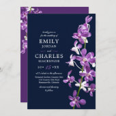 紫の蘭エレガントモダンな結婚式招待状 招待状 (正面/裏面)