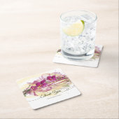 紫の蘭抽象芸術書道 スクエアペーパーコースター (インサイチュ)