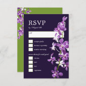 紫の蘭、エレガモダンントウェディングRSVPカード 出欠カード (正面/裏面)