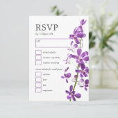 紫の蘭、エレガモダンントウェディングRSVPカード 出欠カード (スタンド正面)