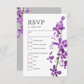 紫の蘭、エレガモダンントウェディングRSVPカード 出欠カード (正面/裏面)