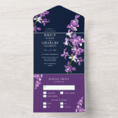 紫の蘭、エレガントなモダン結婚式すべてを1つで オールインワン招待状 (内側)