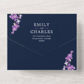 紫の蘭、エレガントなモダン結婚式すべてを1つで オールインワン招待状 (裏面)