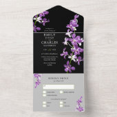 紫の蘭、エレガントなモダン結婚式すべてを1つで オールインワン招待状 (内側)