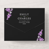 紫の蘭、エレガントなモダン結婚式すべてを1つで オールインワン招待状 (裏面)