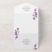 紫の蘭、エレガントなモダン結婚式すべてを1つで オールインワン招待状 (外側)