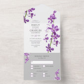 紫の蘭、エレガントなモダン結婚式すべてを1つで オールインワン招待状 (内側)