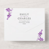 紫の蘭、エレガントなモダン結婚式すべてを1つで オールインワン招待状 (裏面)