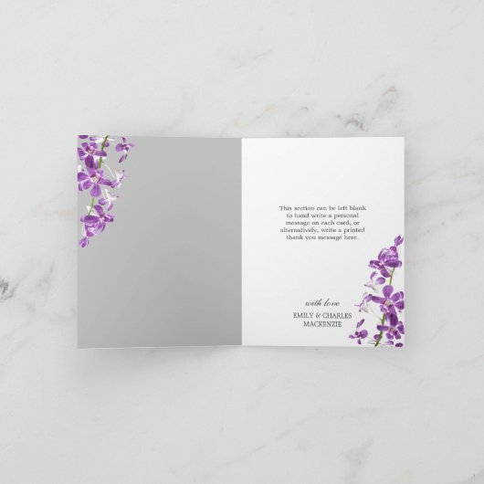紫の蘭、エレガントモダンな結婚式ありがとうC サンキューカード (内部)