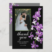 紫の蘭、エレガントモダンな結婚式ありがとうC サンキューカード (正面/裏面)
