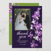 紫の蘭、エレガントモダンな結婚式 サンキューカード (正面/裏面)