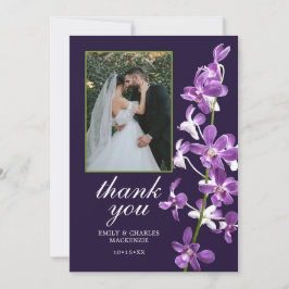 紫の蘭、エレガントモダンな結婚式 サンキューカード