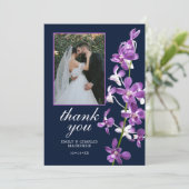 紫の蘭、エレガントモダンな結婚式 サンキューカード (スタンド正面)