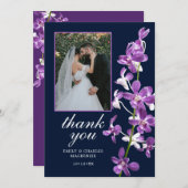 紫の蘭、エレガントモダンな結婚式 サンキューカード (正面/裏面)