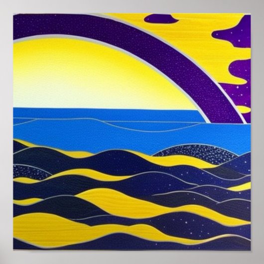 紫の虹と海のポスター ポスター (正面)