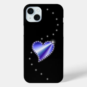 紫の虹のハート（星を黒に設定） iPhone 15 MINIケース