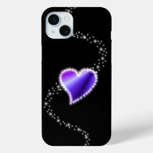 紫の虹のハート（星を黒に設定） iPhone 15 MINIケース