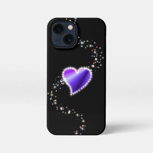 紫の虹のハート（星を黒に設定） iPhoneケース (裏面)