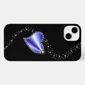 紫の虹のハート（星を黒に設定） iPhoneケース (裏面横)