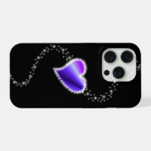 紫の虹のハート（星を黒に設定） iPhoneケース (裏面横)