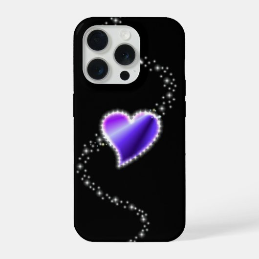 紫の虹のハート（星を黒に設定） iPhoneケース (裏面)