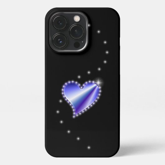紫の虹のハート（星を黒に設定） iPhoneケース (裏面)