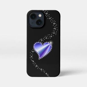 紫の虹のハート（星を黒に設定） iPhone 13 MINIケース