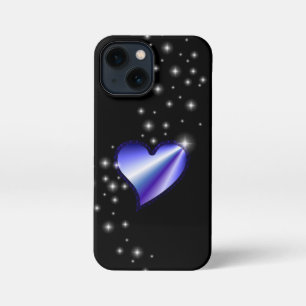 紫の虹のハート（星を黒に設定） iPhone 13 MINIケース