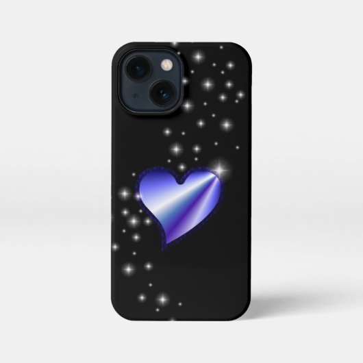 紫の虹のハート（星を黒に設定） iPhoneケース (裏面)