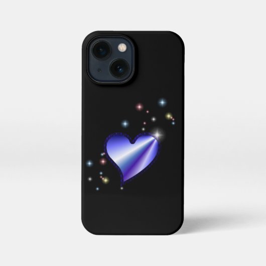 紫の虹のハート（星を黒に設定） iPhoneケース (裏面)