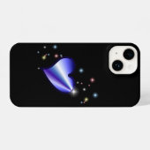 紫の虹のハート（星を黒に設定） iPhoneケース (裏面横)