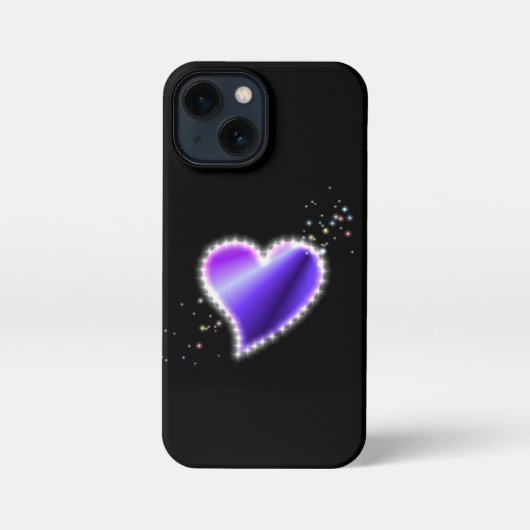 紫の虹のハート（星を黒に設定） iPhoneケース (裏面)