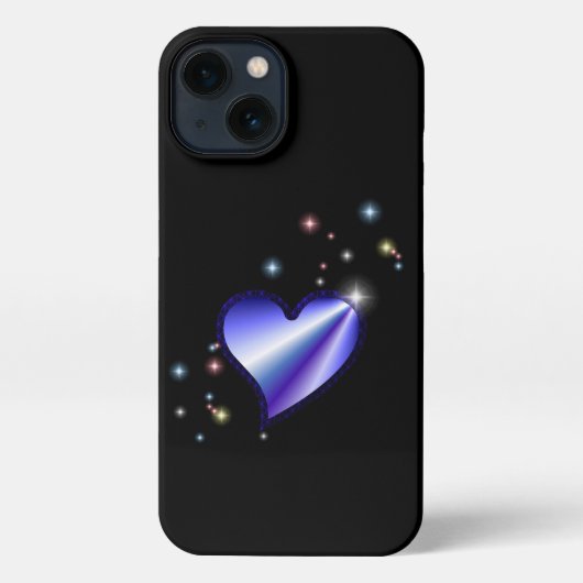 紫の虹のハート（星を黒に設定） iPhoneケース (裏面)