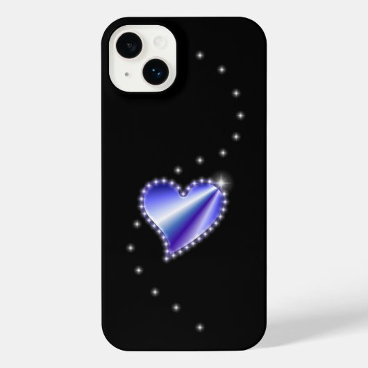 紫の虹のハート（星を黒に設定） iPhoneケース (裏面)