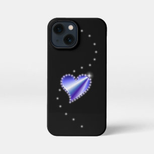 紫の虹のハート（星を黒に設定） iPhone 13 MINIケース