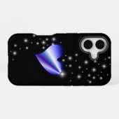紫の虹のハート（星を黒に設定） iPhone 16ケース (裏面横)