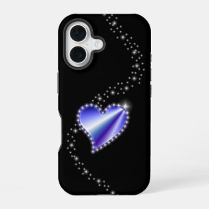 紫の虹のハート（星を黒に設定） iPhone 16ケース