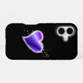 紫の虹のハート（星を黒に設定） iPhone 16ケース (裏面横)