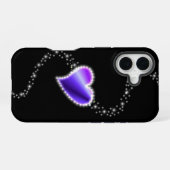 紫の虹のハート（星を黒に設定） iPhone 16ケース (裏面横)