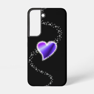 紫の虹のハート(星を黒に設定) SAMSUNG GALAXY S22ケース