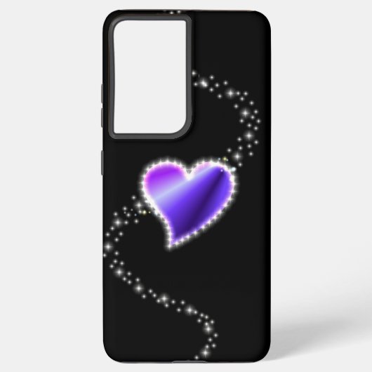 紫の虹のハート（星を黒に設定） SAMSUNG GALAXYケース (裏面)