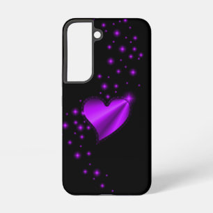 紫の虹のハート（星を黒に設定） SAMSUNG GALAXY S22ケース