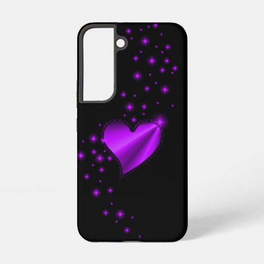 紫の虹のハート（星を黒に設定） SAMSUNG GALAXYケース (裏面)