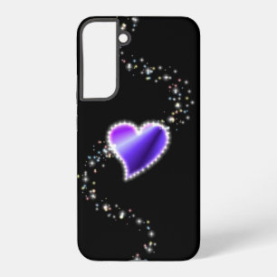 紫の虹のハート（星を黒に設定） SAMSUNG GALAXY S22+ケース