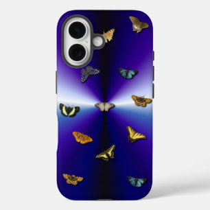 紫の虹の上の蝶 iPhone 16ケース