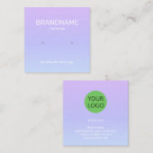 紫の虹の色のグラデーションのイヤリング表示 スクエア名刺 (正面/裏面)