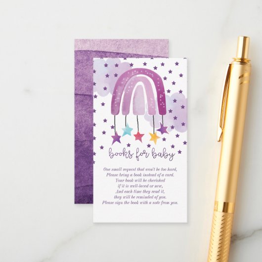 紫の虹の赤ちゃんベビーのための本 エンクロージャーカード (正面/裏面インサイチュ)